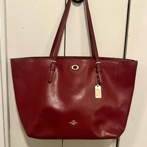 Coach Burgundy Leather Tote